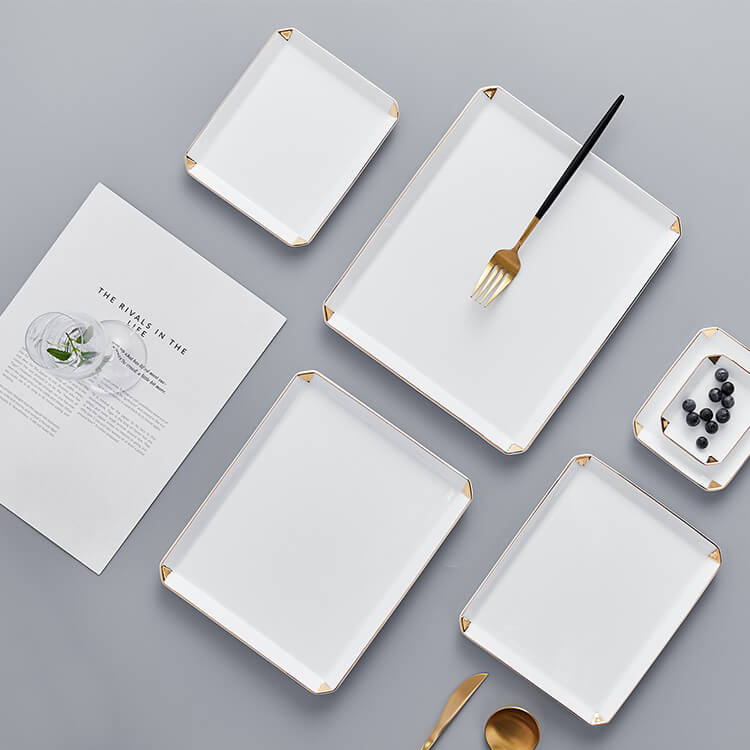 Custom Shape Bone China Dinnerware - Diamond Shaped Corner